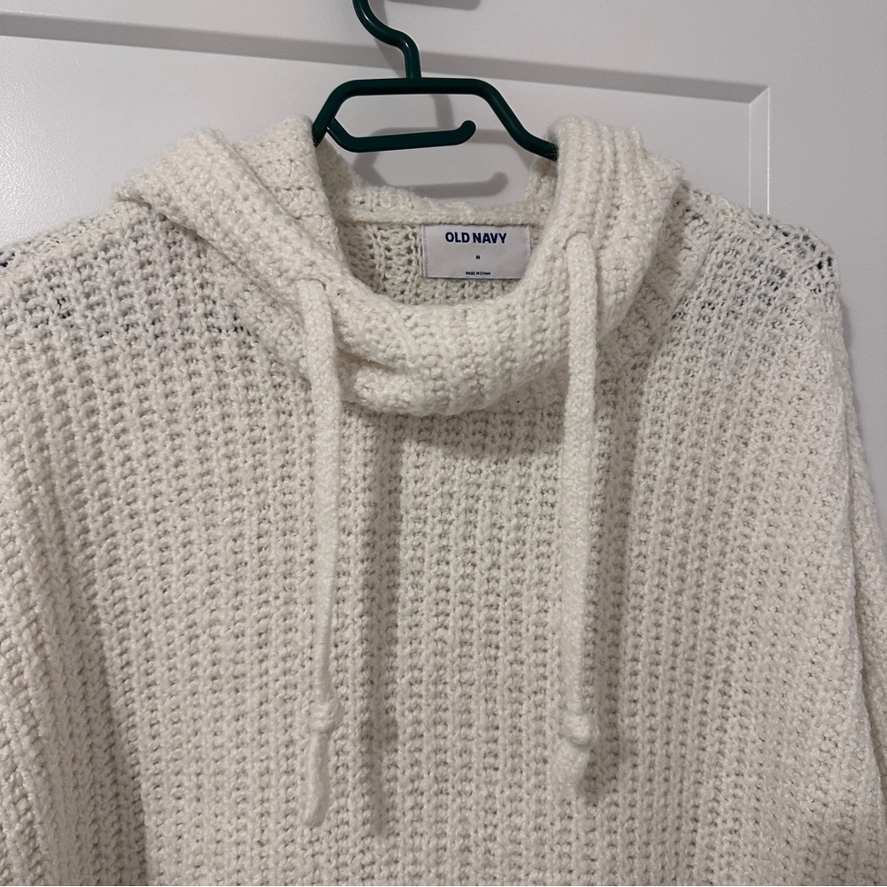 Old Navy White Knit Oversized Pull Over Turtleneck Sweater Size Medium Women’s - Picture 5 of 9